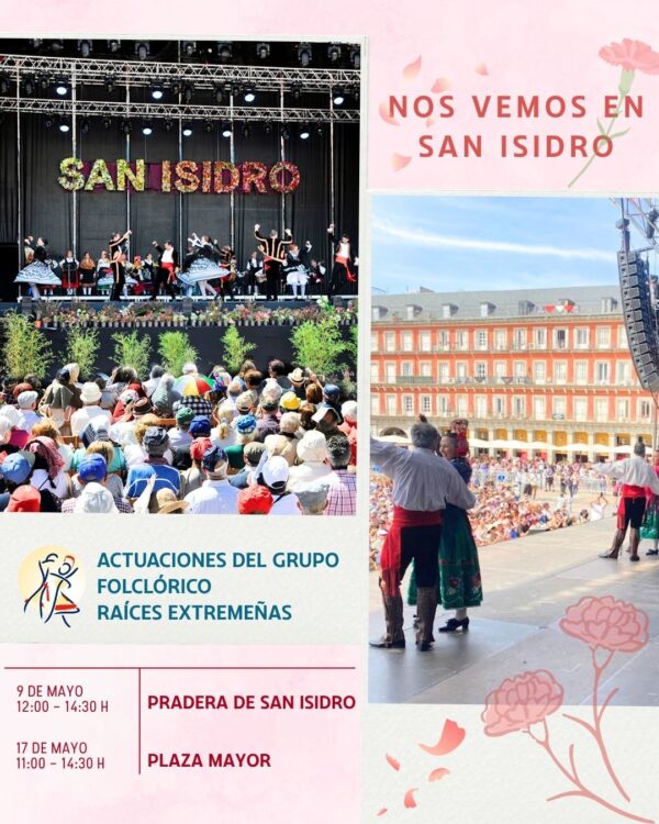 Actuación del Grupo Folclórico Raíces Extremeñas en las Fiestas de San Isidro 2026